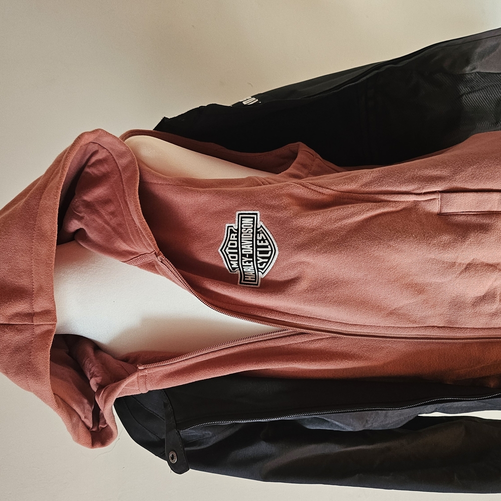 Harley-Davidson Pink and Black Jacket With Hooded Vest